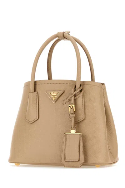 Prada Sand Leather Handbag In Sand