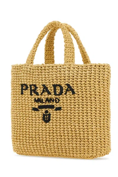 Prada Straw Handbag In Brown