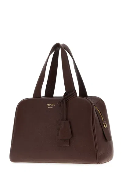 Prada Brown Leather Handbag In Brown
