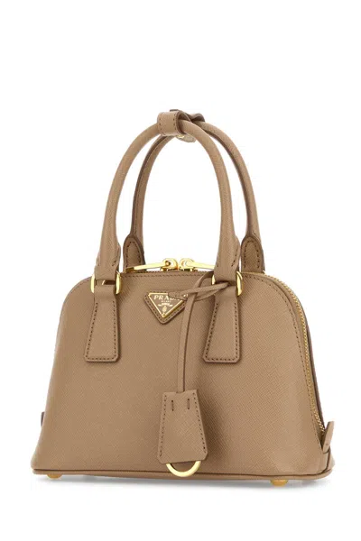 Prada Beige Leather Handbag In Pink