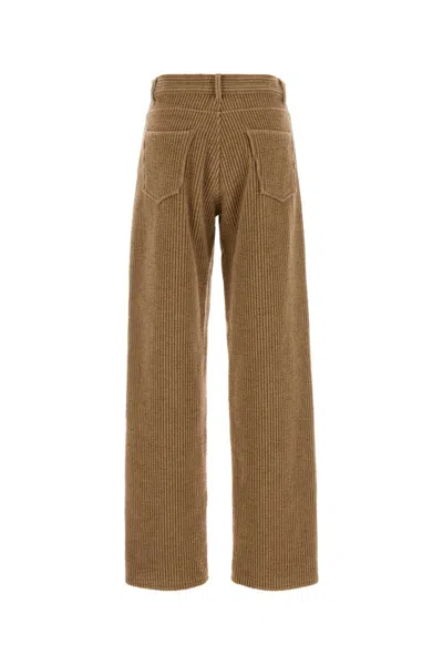 The Row Textured Wool Blend Trousers Featuring Pockets In Brown
