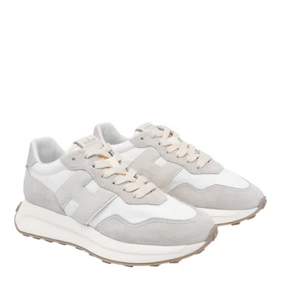 Hogan Low Top Sneakers Suede Panels Rubber Sole In Gray