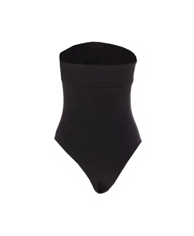 Balmain Crepe Bustier Bodysuit With Belt Detail In Black