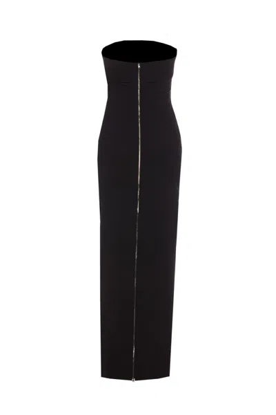 Balmain Belted Bustier Compact Jersey Long Dress Clothing In Black