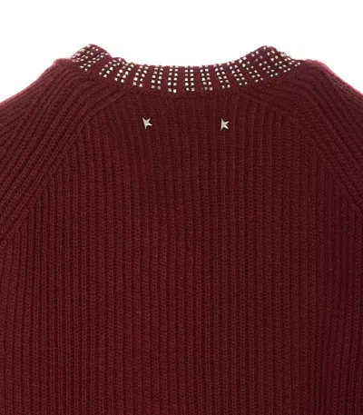Golden Goose Women Embroidered Rhinestones Sweater In Burgundy