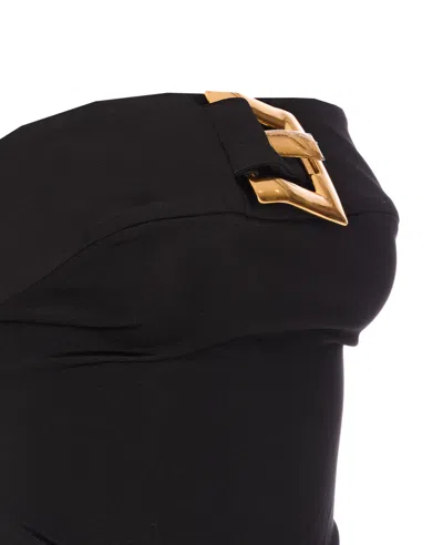 Balmain Belted Bustier Compact Jersey Long Dress Clothing In Black