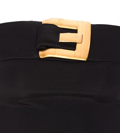 Balmain Crepe Bustier Bodysuit With Belt Detail In Black