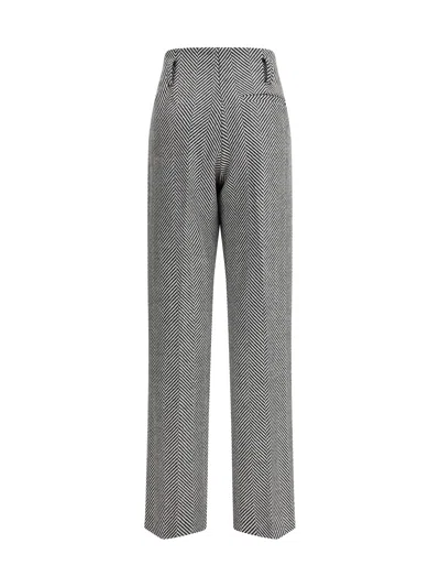 Forte Forte High-waisted Wool Trousers With Chevron Pattern In Blue