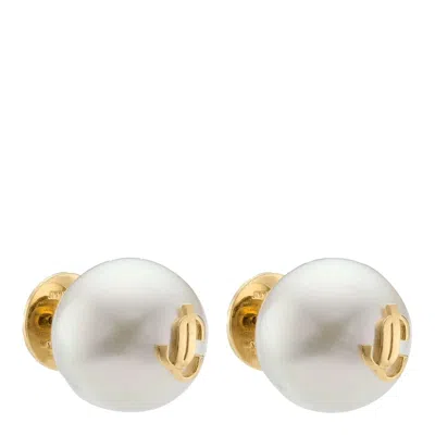 Jimmy Choo Maxi Pearl Studs Earrings In Brown