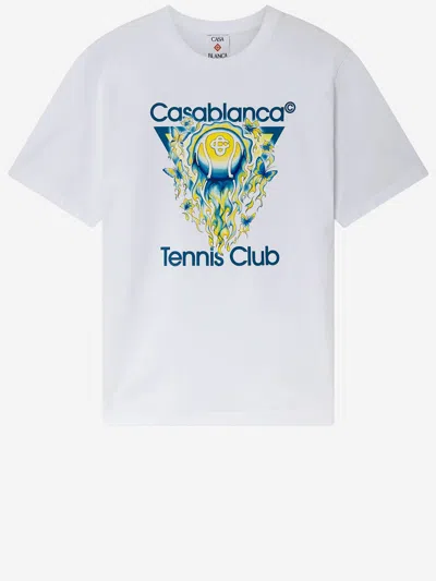 Casablanca Tennis Club Icon Graphic Crew Neck T-shirt In White