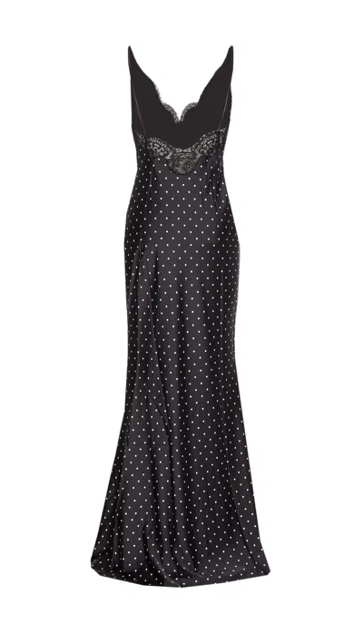 Self-portrait Self Portrait Polka Dot Long Dress In Black