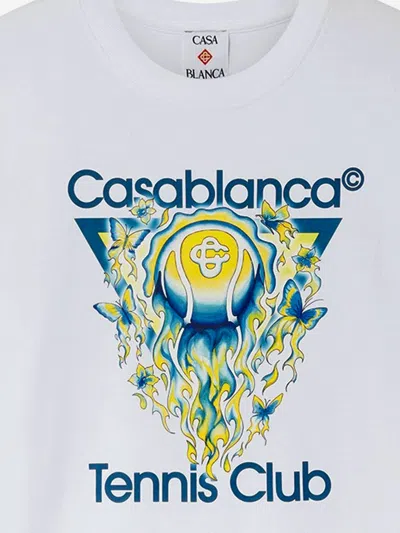 Casablanca Tennis Club Icon Graphic Crew Neck T-shirt In White