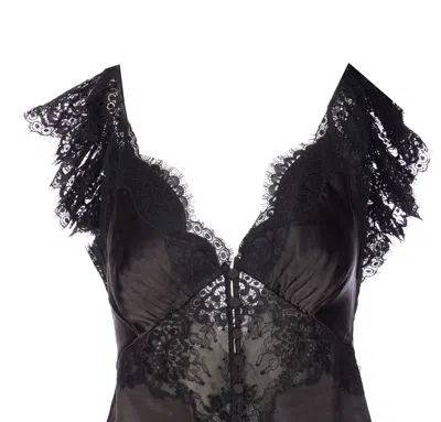 Self-portrait Satin Lace Top In Black