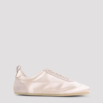 Jil Sander Etage Satin And Suede Low-top Sneakers In Neutral