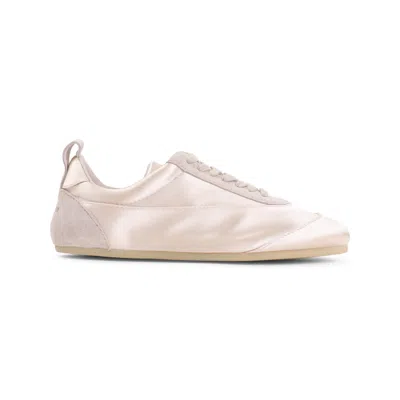 Jil Sander Etage Satin And Suede Low-top Sneakers In Neutral