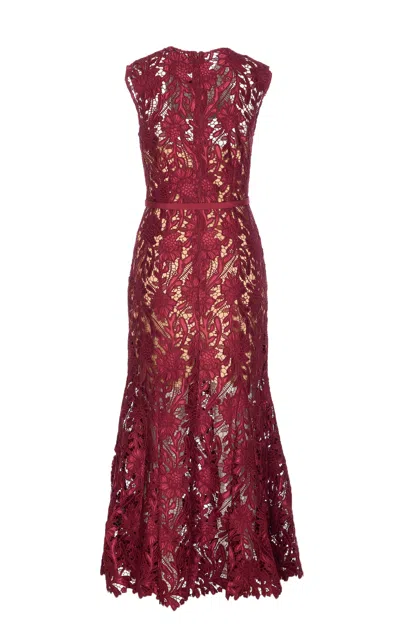 Self-portrait Guipure Lace Midi Dress In Red