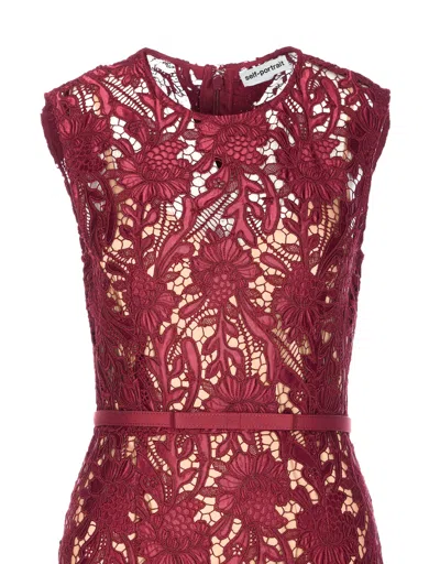 Self-portrait Guipure Lace Midi Dress In Red