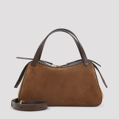 Jil Sander Brown Dune Suede Leather Shoulder Bag In Brown