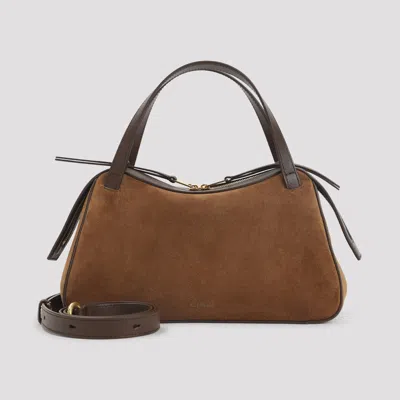 Jil Sander Brown Dune Suede Leather Shoulder Bag In Brown