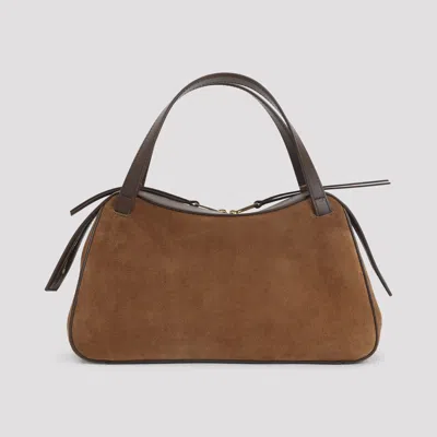Jil Sander Brown Dune Suede Leather Shoulder Bag In Brown