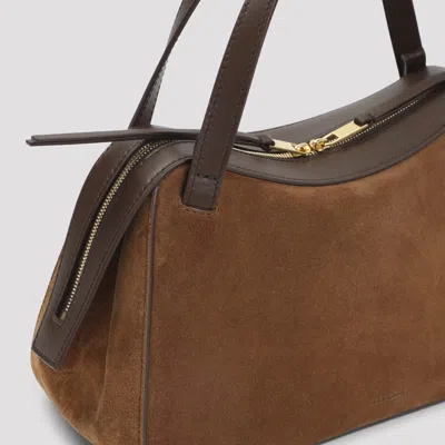 Jil Sander Brown Dune Suede Leather Shoulder Bag In Brown