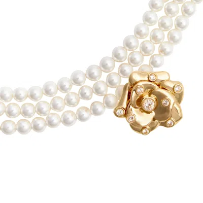 Self-portrait Flower Pearl Chocker In Brown