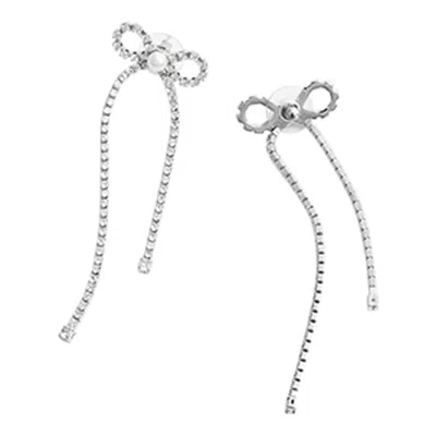 Self-portrait Bow Earrings With Crystals In Brown