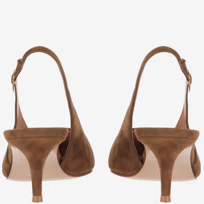 Gianvito Rossi Robbie Suede Leather Slingback In Brown