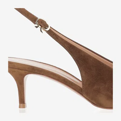 Gianvito Rossi Robbie Suede Leather Slingback In Brown