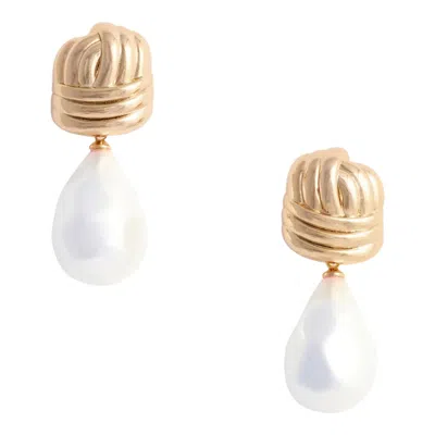 Self-portrait Knot Pearl Earrings In Brown