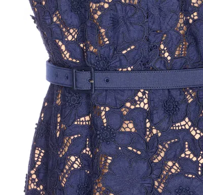 Self-portrait Guipure Lace Midi Dress In Blue