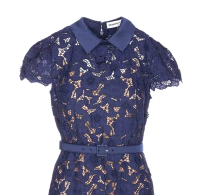 Self-portrait Guipure Lace Midi Dress In Blue