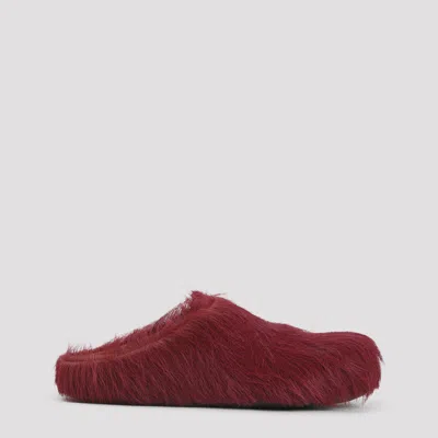 Marni Calf-hair Mules In Red
