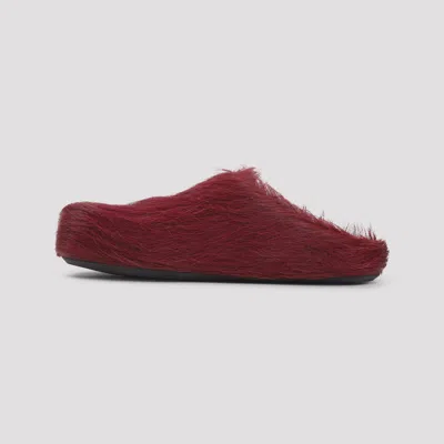 Marni Calf-hair Mules In Red