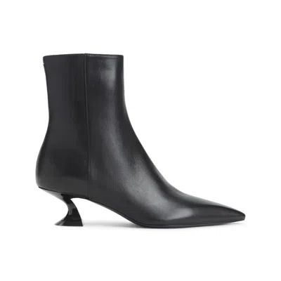 Lanvin Kitten Heel Ankle Boots 50 Mm Lambskin In Black