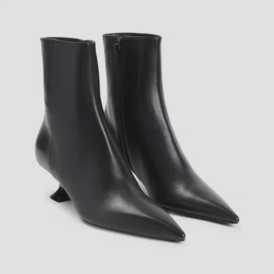 Lanvin Kitten Heel Ankle Boots 50 Mm Lambskin In Black