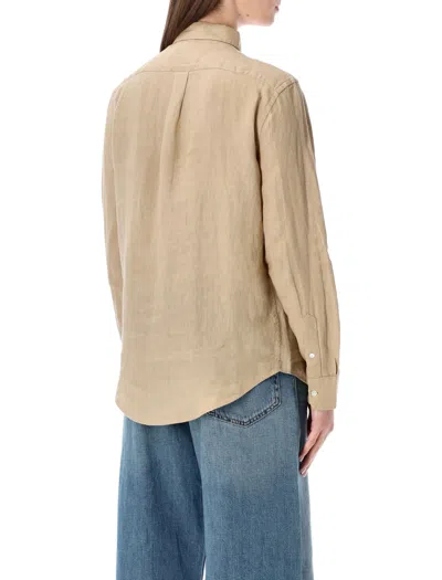 Polo Ralph Lauren Classic Linen Shirt In Nude