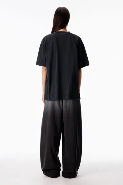 Alexander Wang Short Sleeve Embossed Halo Tee In Jersey Oversized In Black