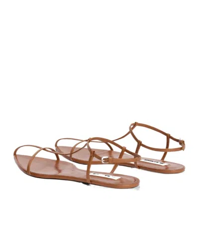 Jil Sander Cage Leather Sandals In Brown