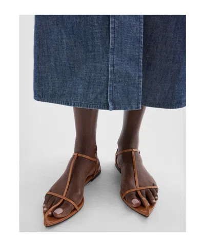 Jil Sander Cage Leather Sandals In Brown