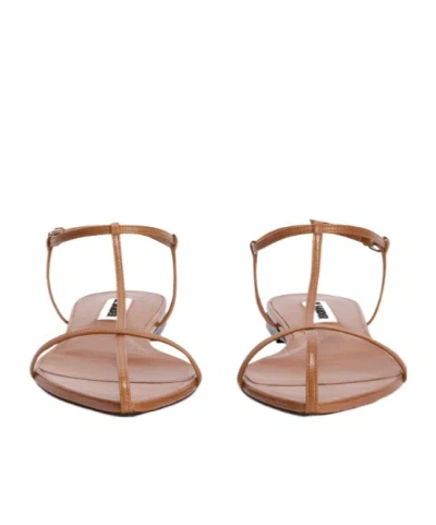 Jil Sander Cage Leather Sandals In Brown