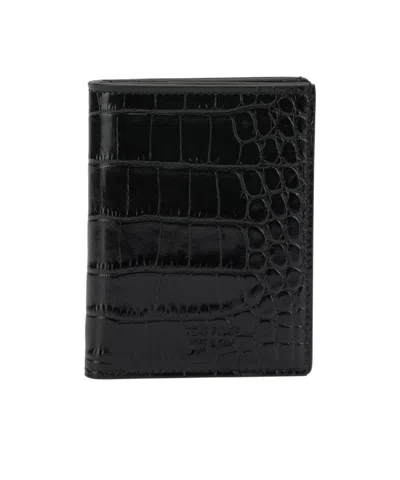 Tom Ford 'exotic Line' Folding Card Holder In Brown