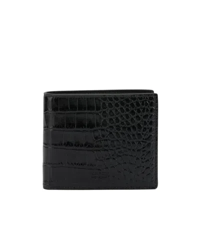 Tom Ford Crocodile Print Leather Wallet In Brown