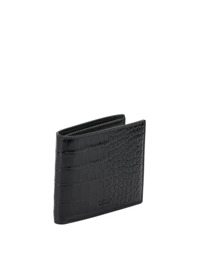 Tom Ford Crocodile Print Leather Wallet In Brown