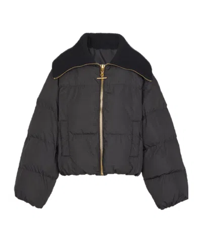 Balmain Cropped Oversized Padded Jacket In Brown