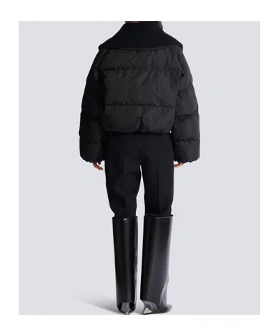 Balmain Cropped Oversized Padded Jacket In Brown