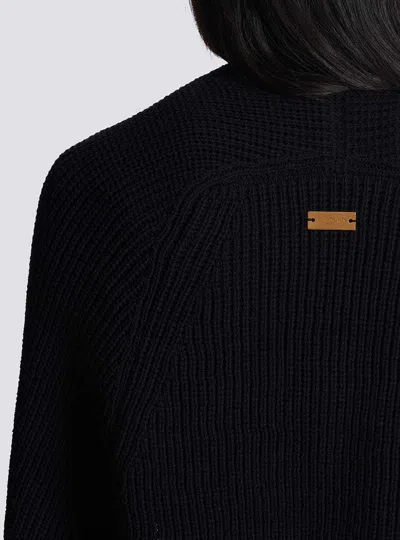 Balmain Ribbed Knit Bolero Cardigan In Black
