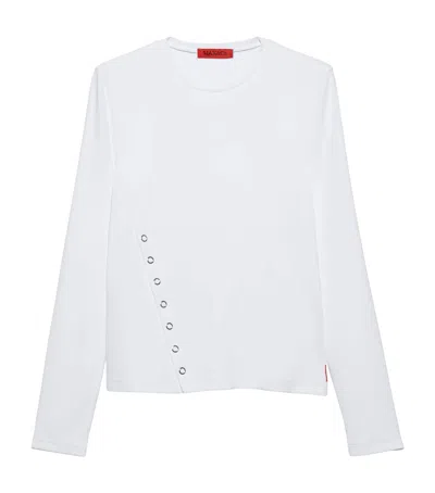 Max & Co Jersey Asymmetric Long-sleeve T-shirt In White