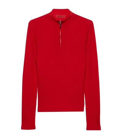 Max & Co Wool Half-zip Sweater In Red