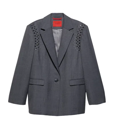 Max & Co Oversized Embellished Blazer In Gray